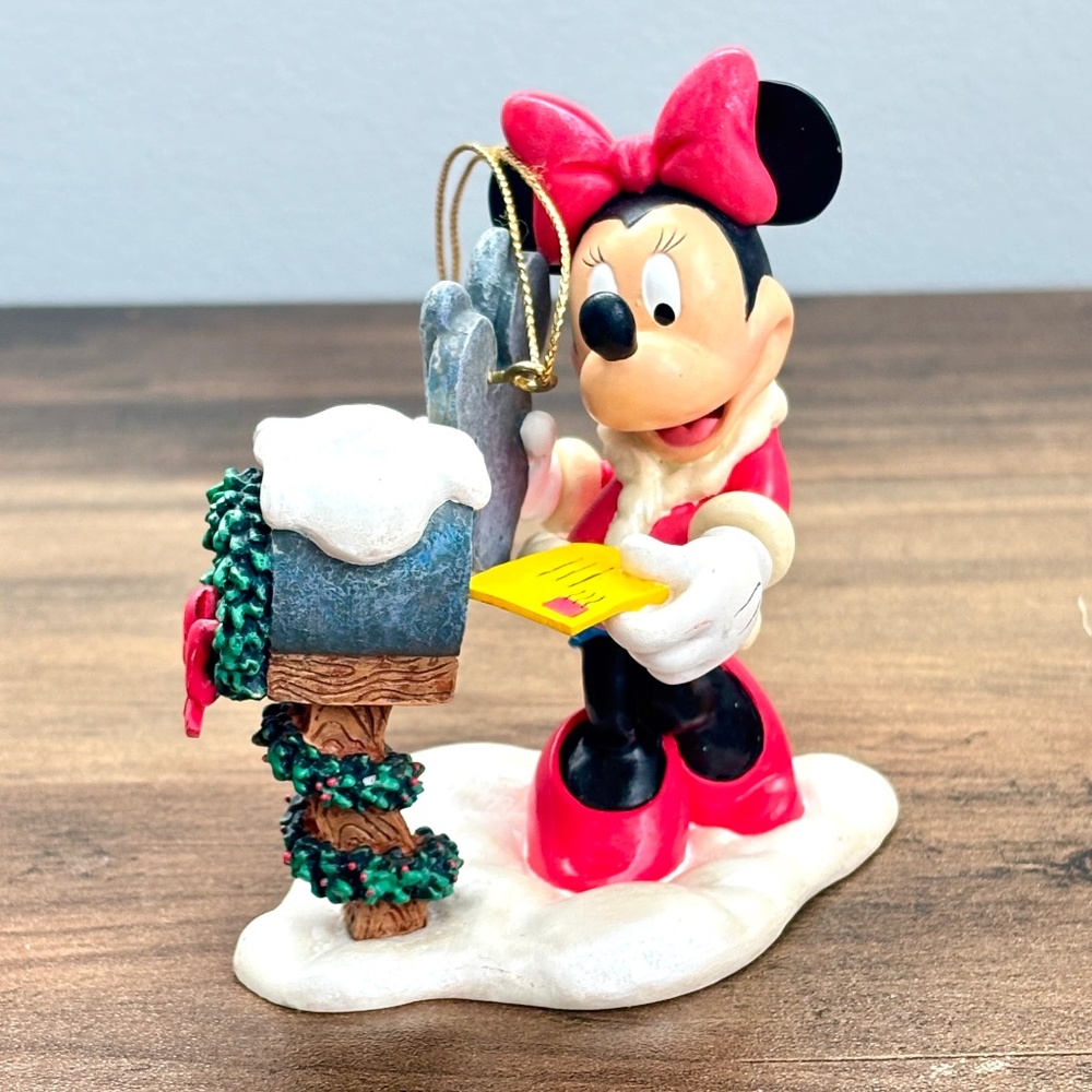 VINTAGE Disney Santa Minnie Mouse Mailing Letter Mailbox Christmas Tree Ornament